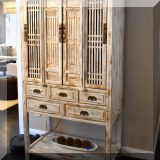 F21. Painted Asian-inspired cabinet with drawers. 75”h x 39”w x 20”d - $625